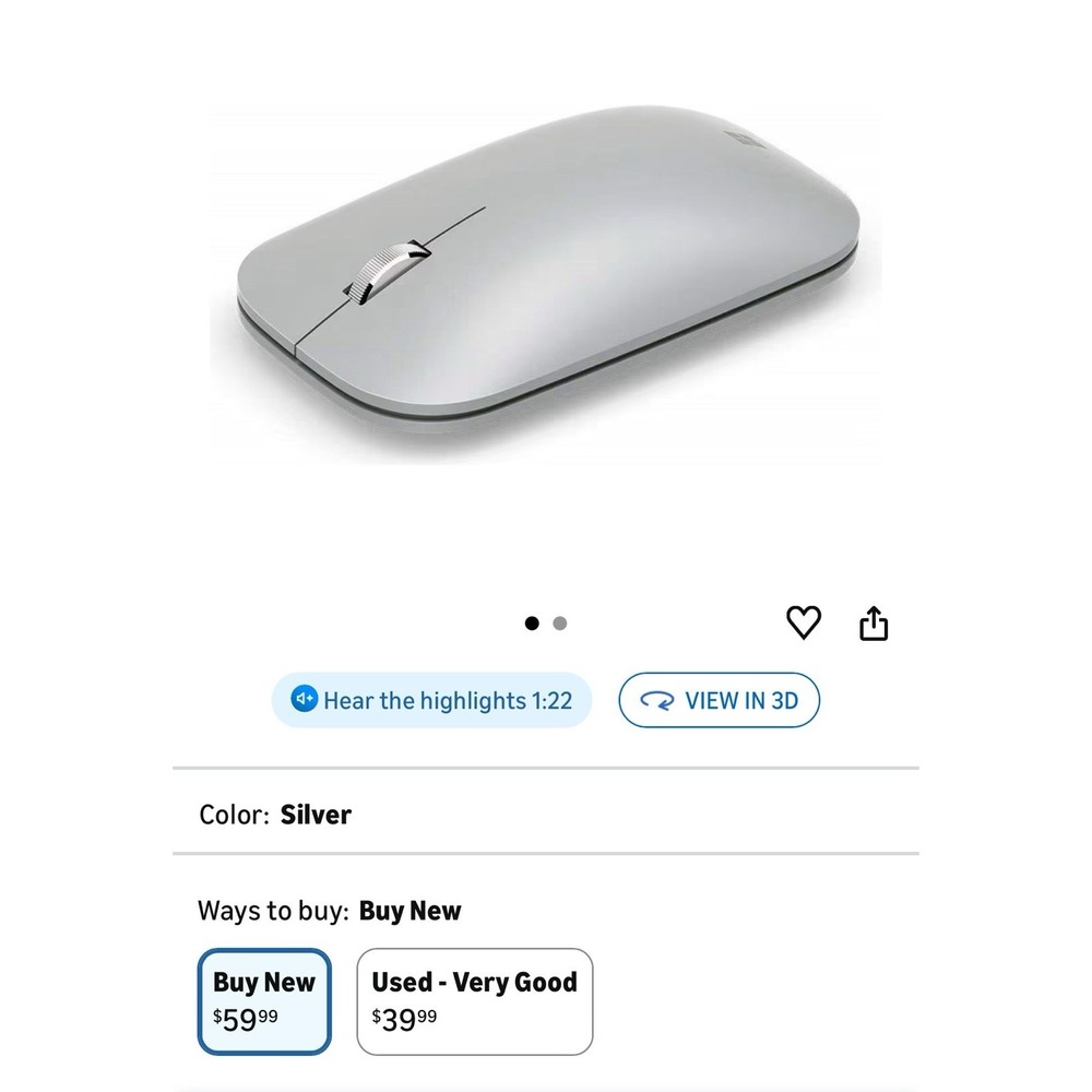 Microsoft Surface Wireless Computer Mouse -‎ Platinum - Bluetooth Tested - Picture 5 of 5